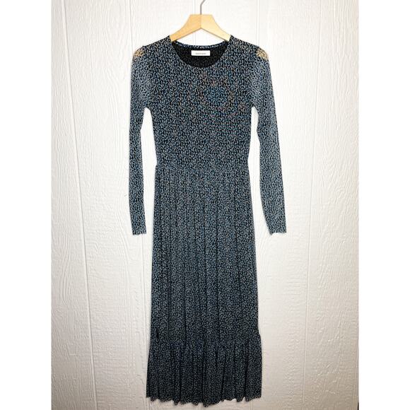 SAMSOE SAMSOE Lori Mesh Knit Blue Floral Maxi Dress XS - Picture 4 of 11
